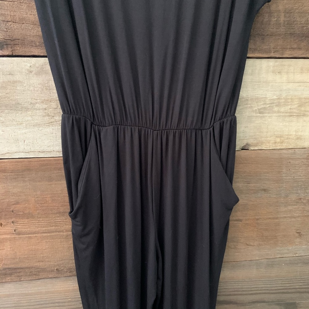 P.S. Kate Black Short Sleeve Jogger Jumpsuit - Picture 4 of 7